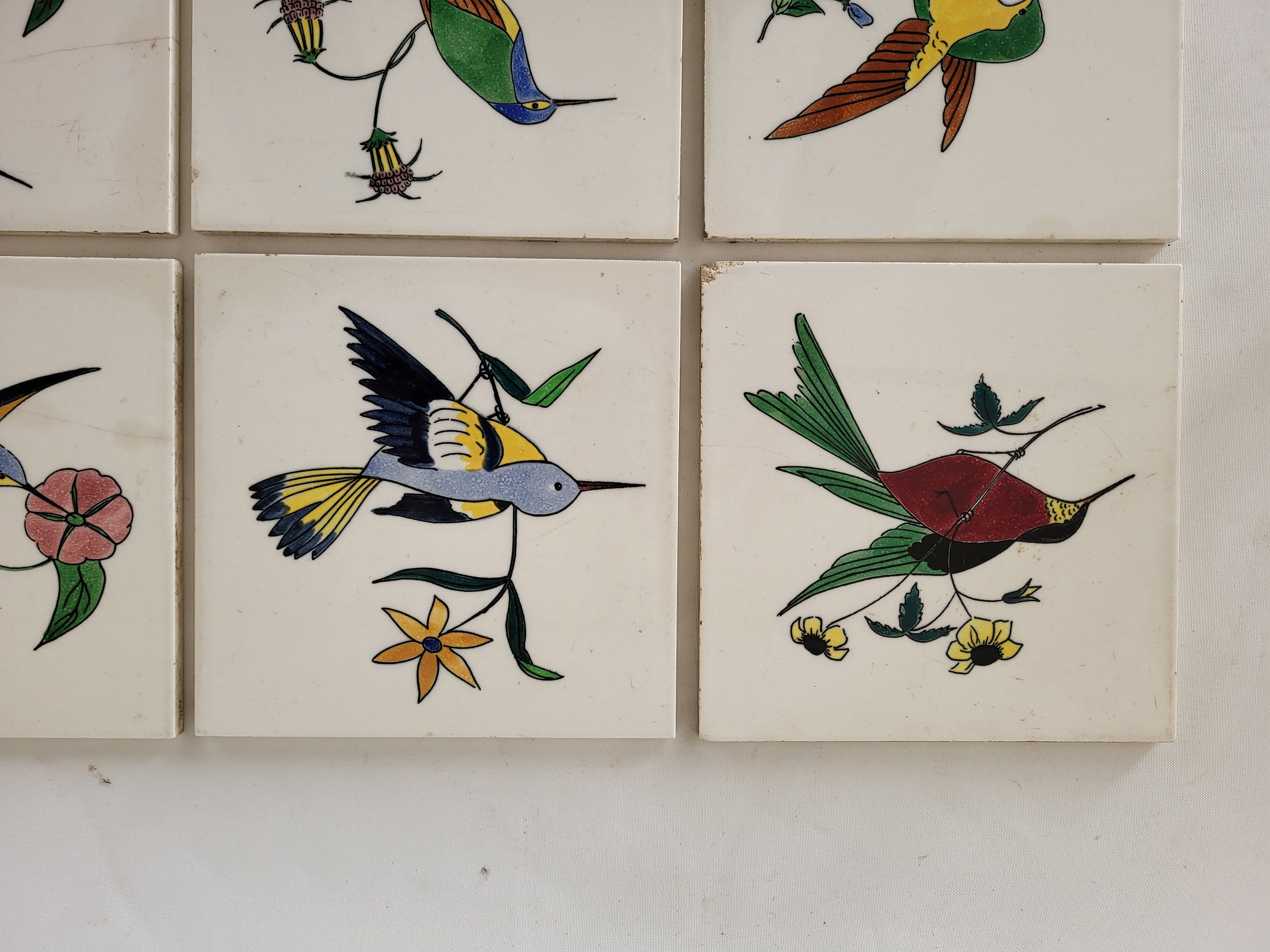 9 tiles tiles tiled earthenware from Gien birds