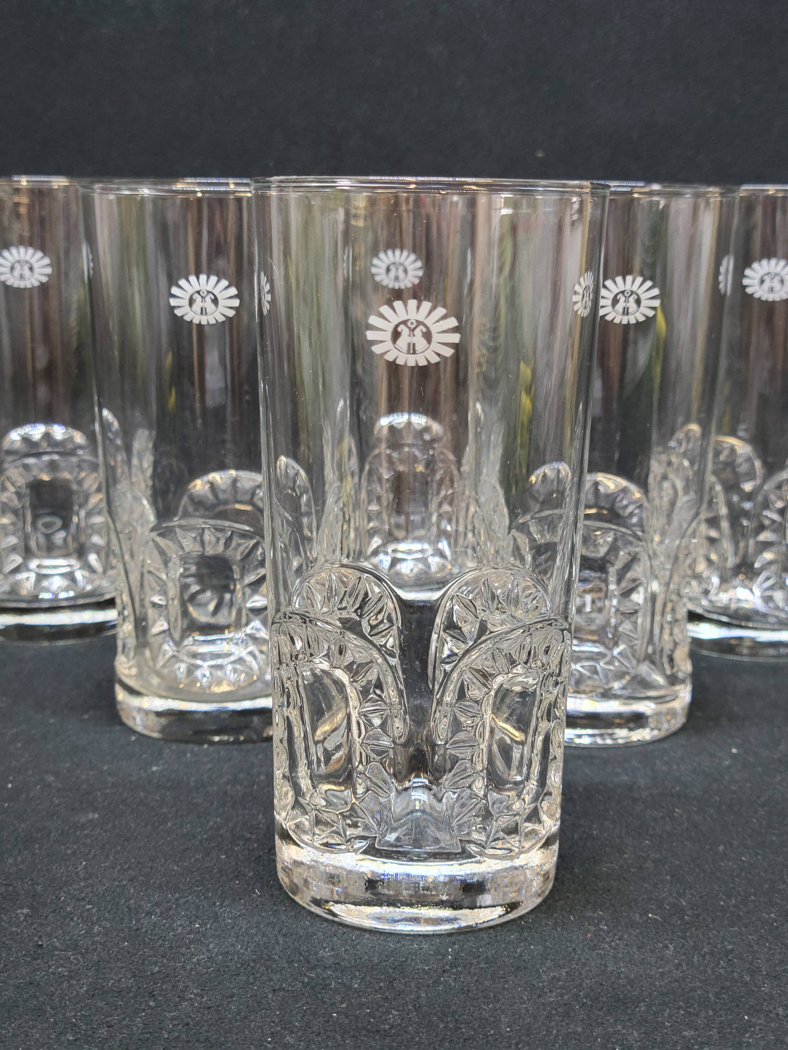 6 Verres A Orangeade Eau Vintage Publicitaires La Roche Aux Fées