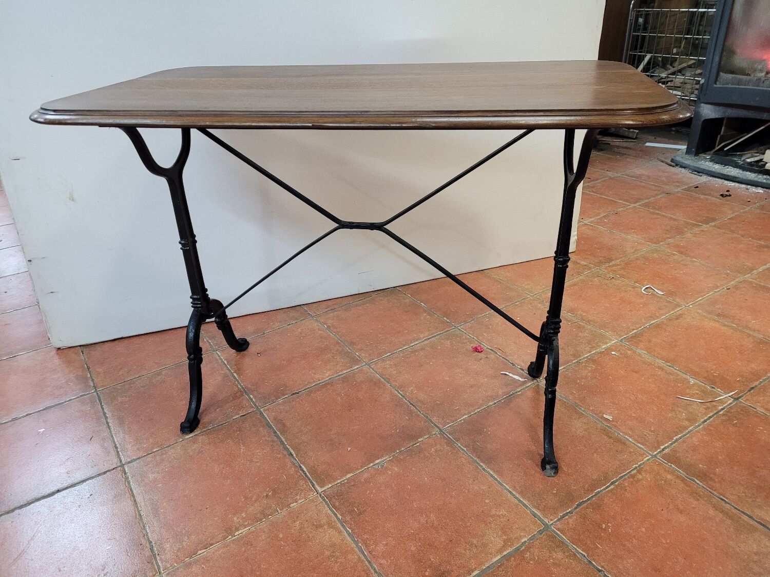 Antique bistro table with oak top