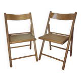Paire de chaises pliantes cannées