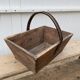 Authentic wooden crate basket with metal handle, old 1950s