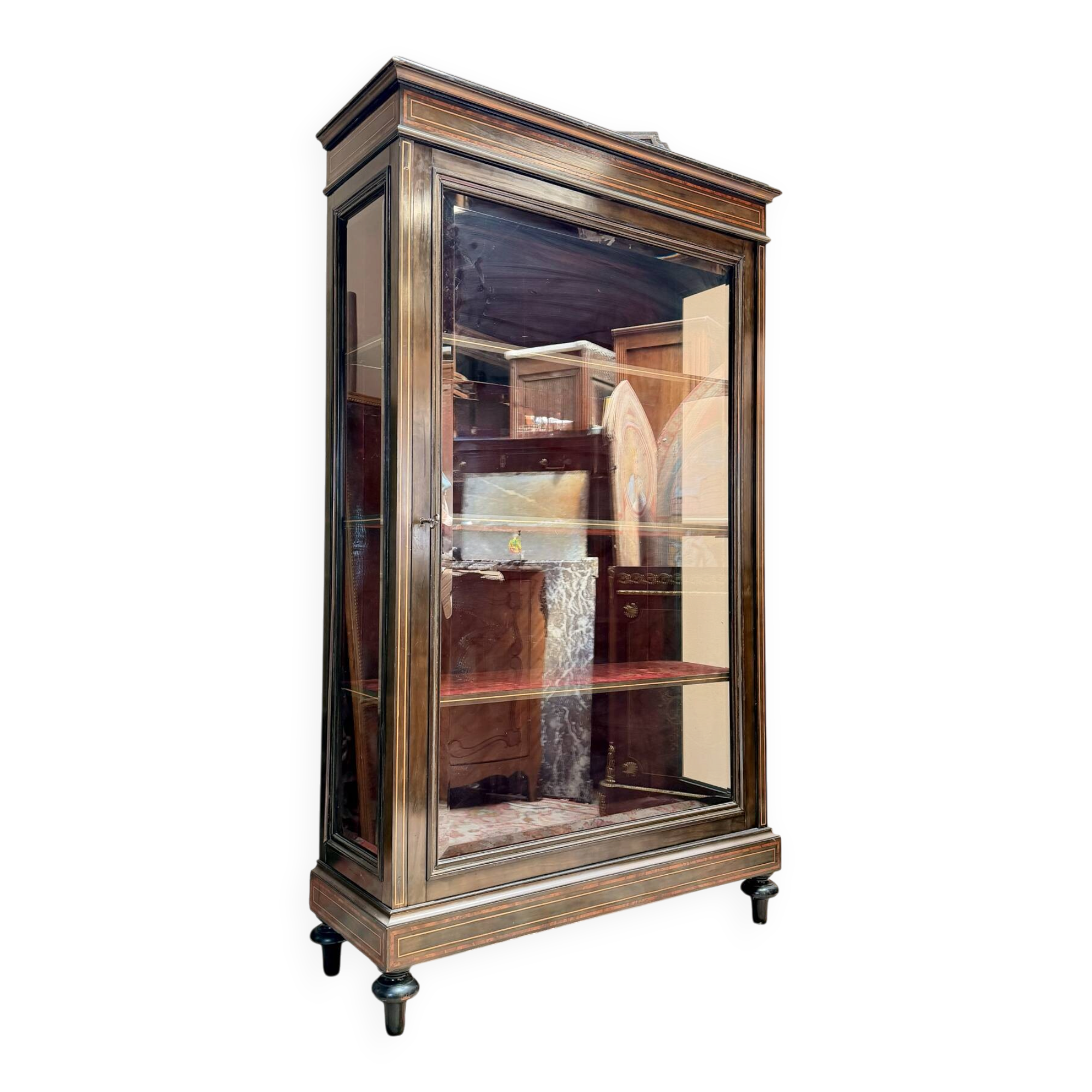 VITRINE DE PRÉSENTATION EN BOIS NOIRCI DE STYLE LOUIS XVI XIX EME SIÈC