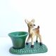 Old empty inkwell ceramic fawn pocket