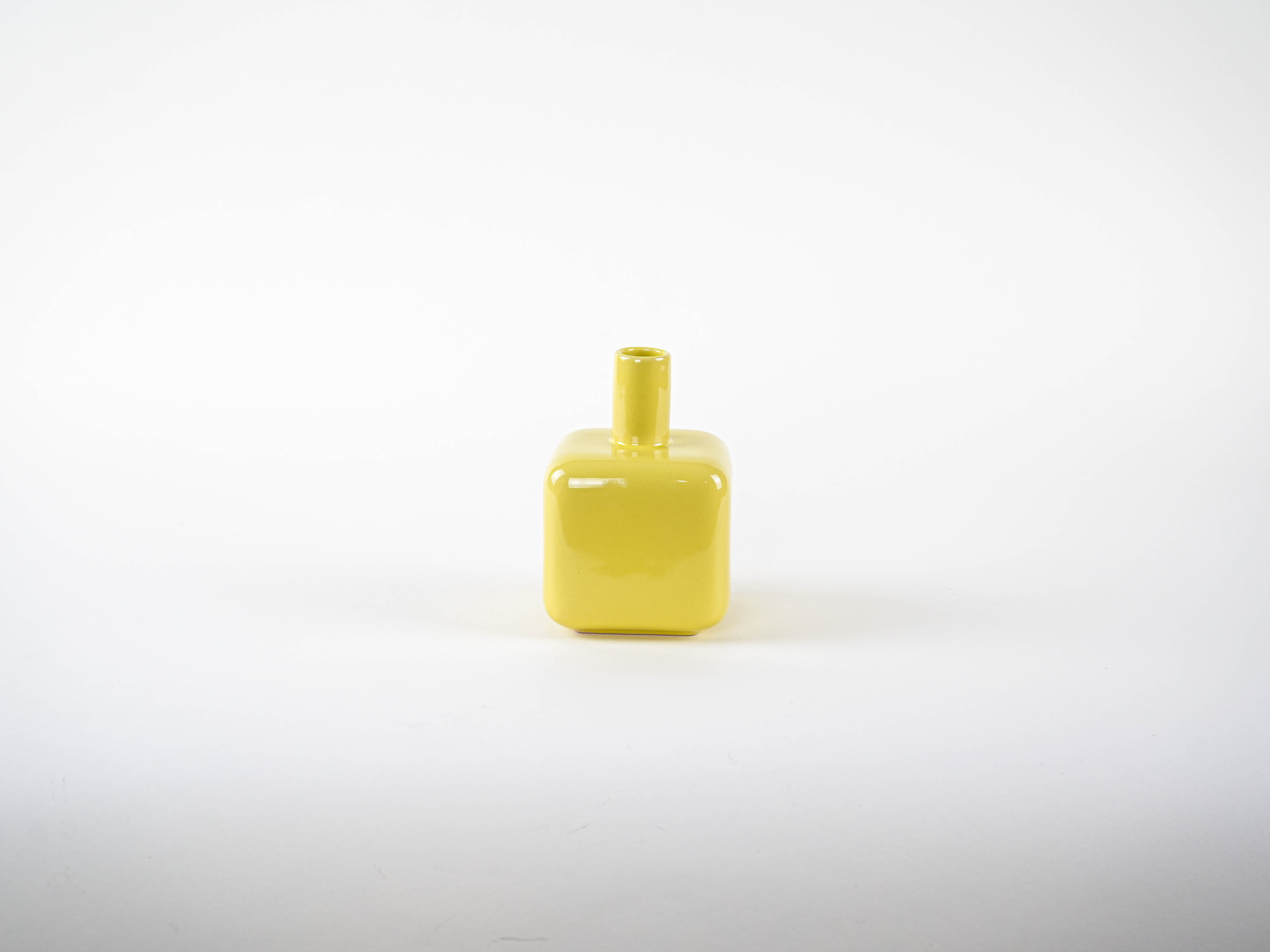 Yellow ceramic vase, German design, 1990s, manufactured by ASA Selection
