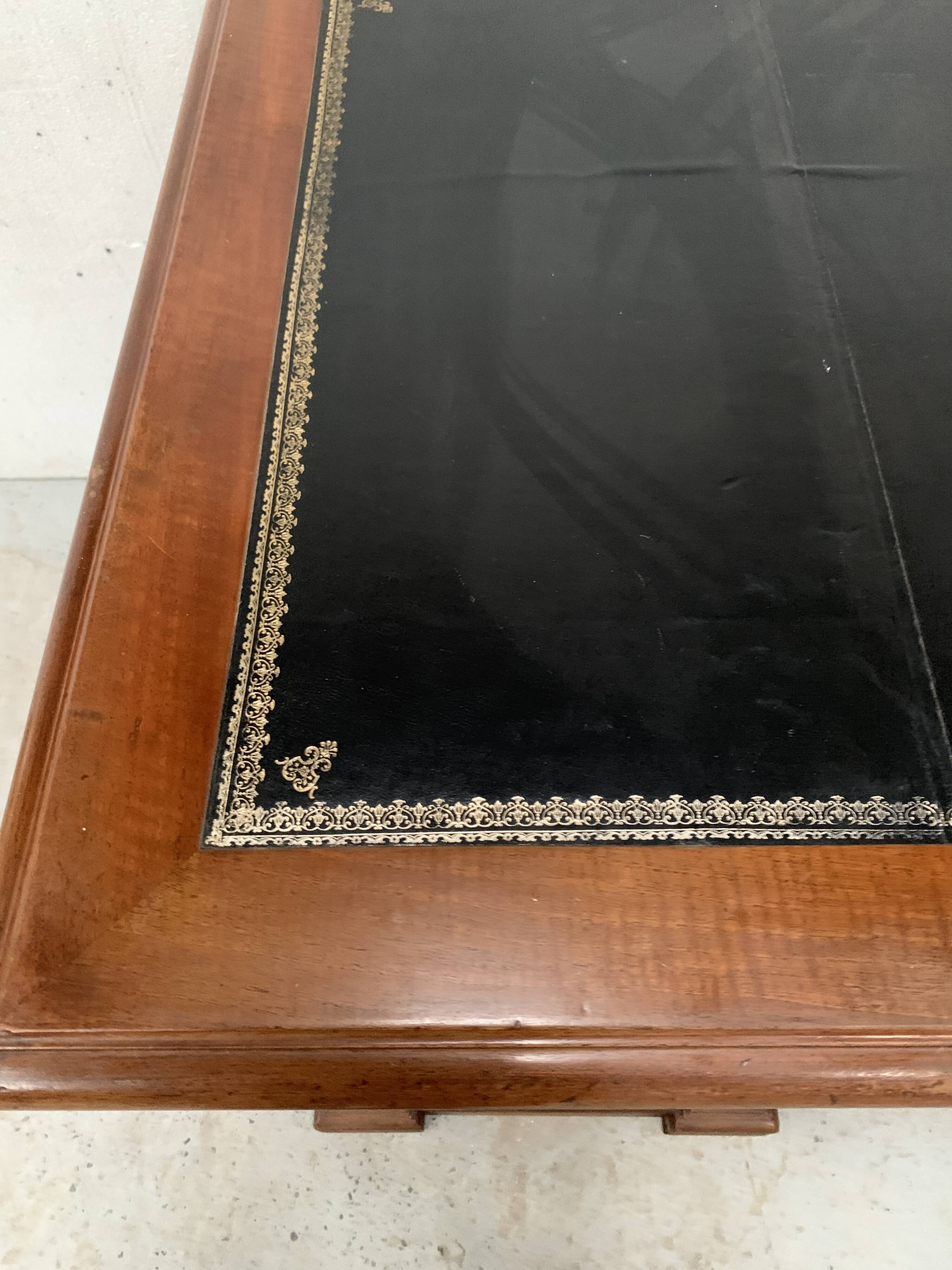 Napoleon III desk with pedestals in solid walnut 19th century