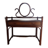 Coiffeuse en rotin avec son tabouret
