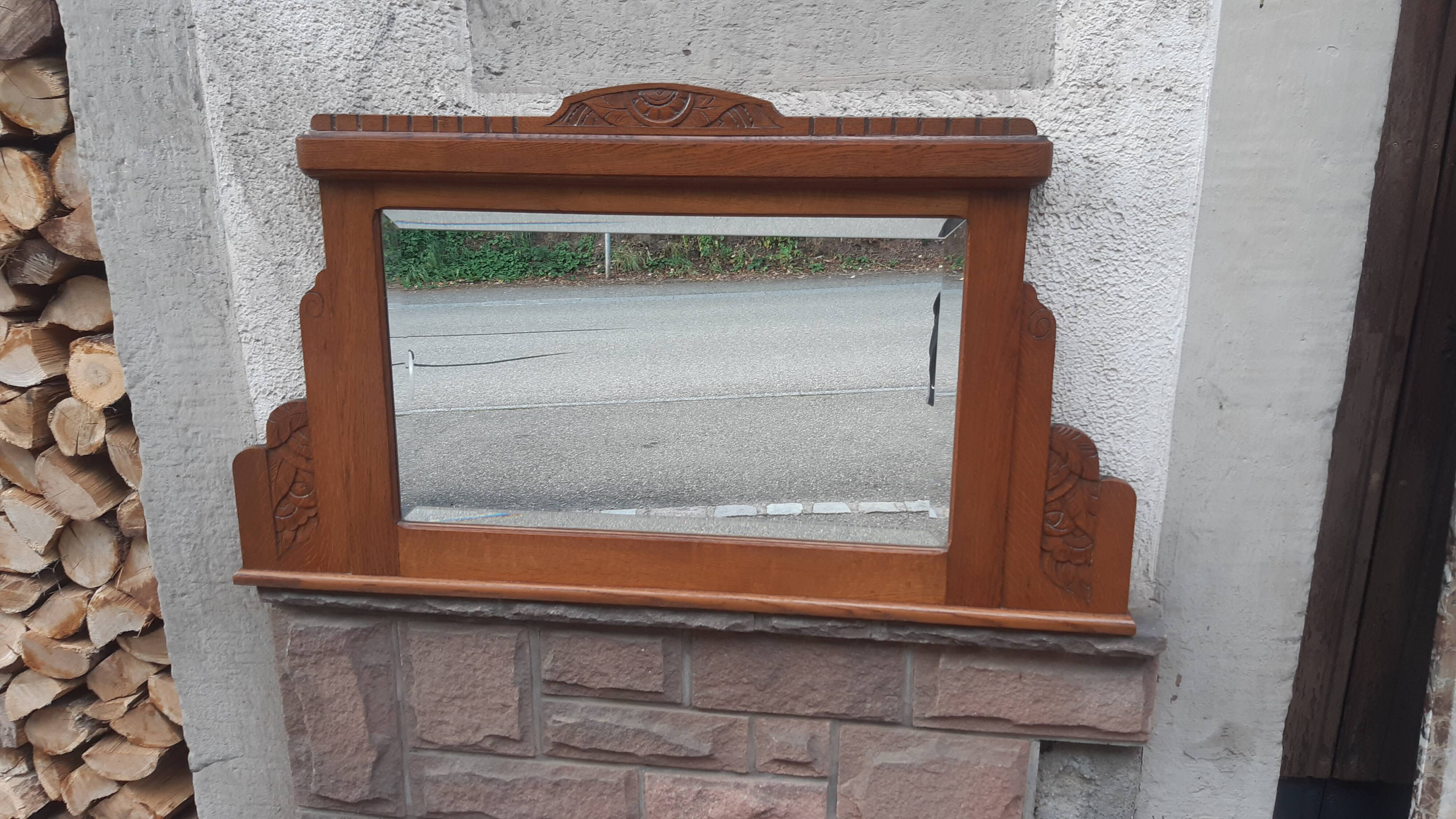 Art deco golden oak mirror