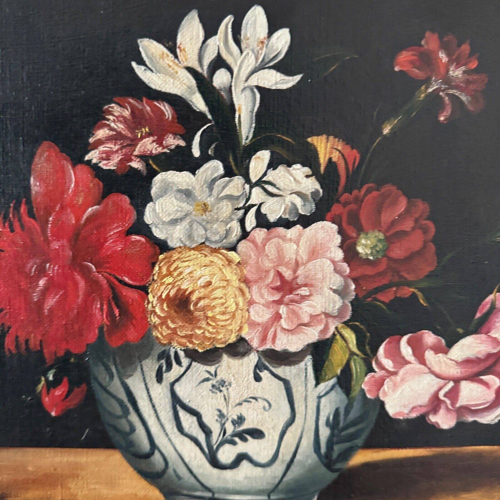 Oil on canvas still life with flowers in a vase early 20th century