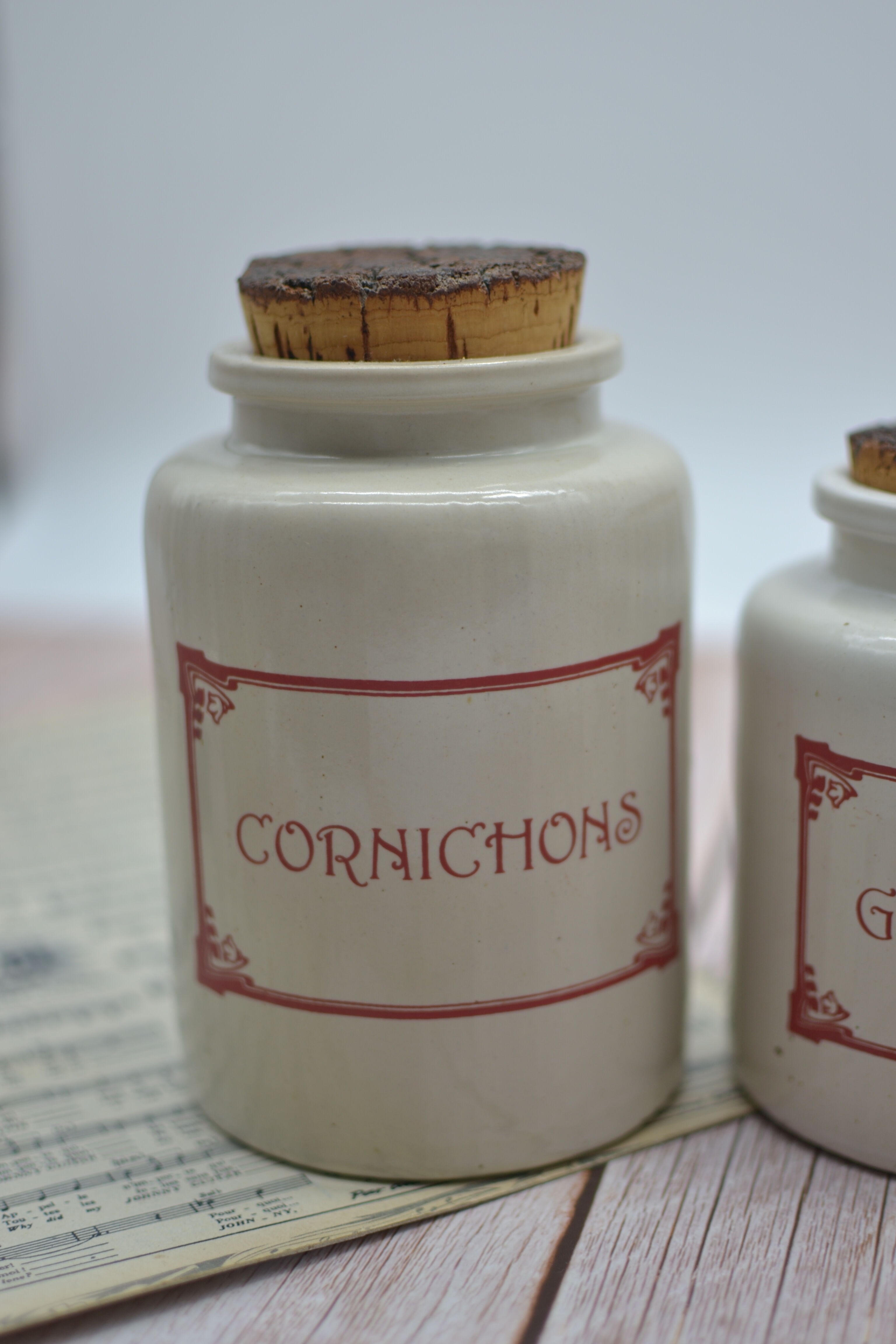 Ensemble de 4 pots à épices en grès avec couvercle d'origine en liège