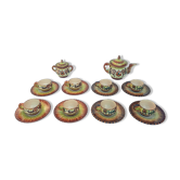 Paul Fouillen Quimper tea set sugar bowl cups and saucers
