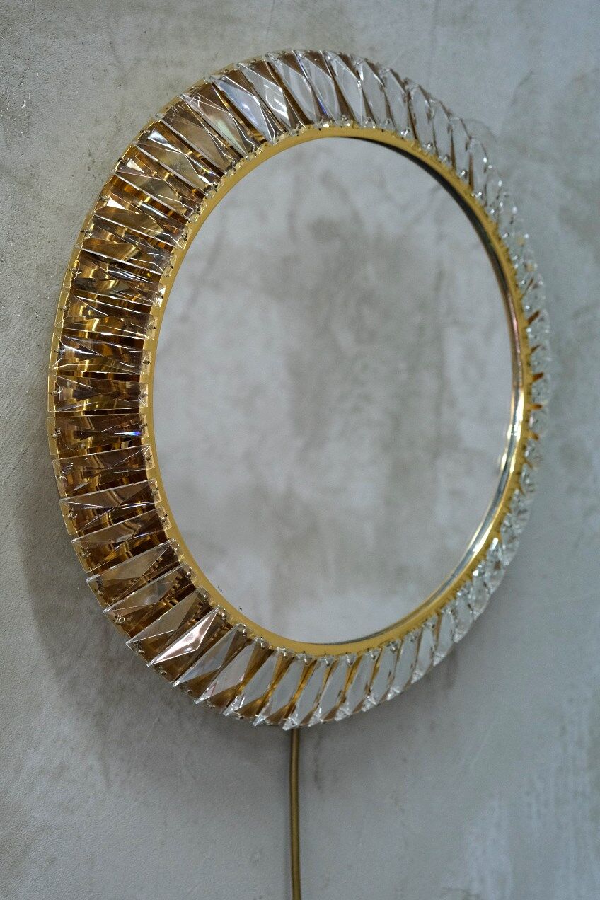 Gilded Mirror with Bakalowits Crystals from Palwa, 1960