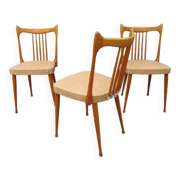 Mid-Century Dutch Organic Design Chairs from Stevens, 1950s, Set of 3