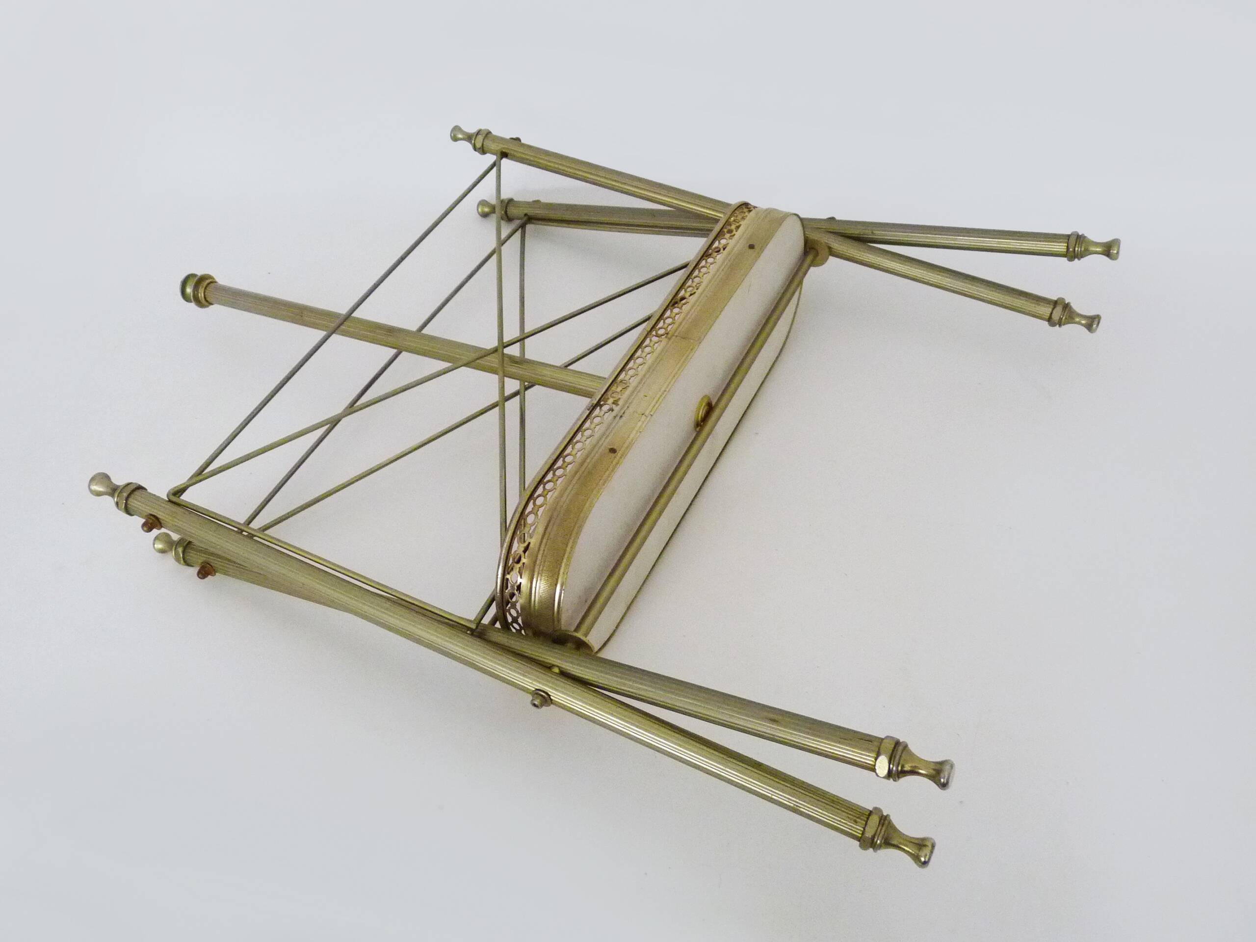 Neoclassical Baroque Folding Magazine Rack in Gilded Metal. 1950s