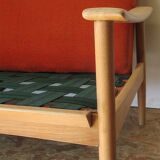 Scandinavian orange wool sofa