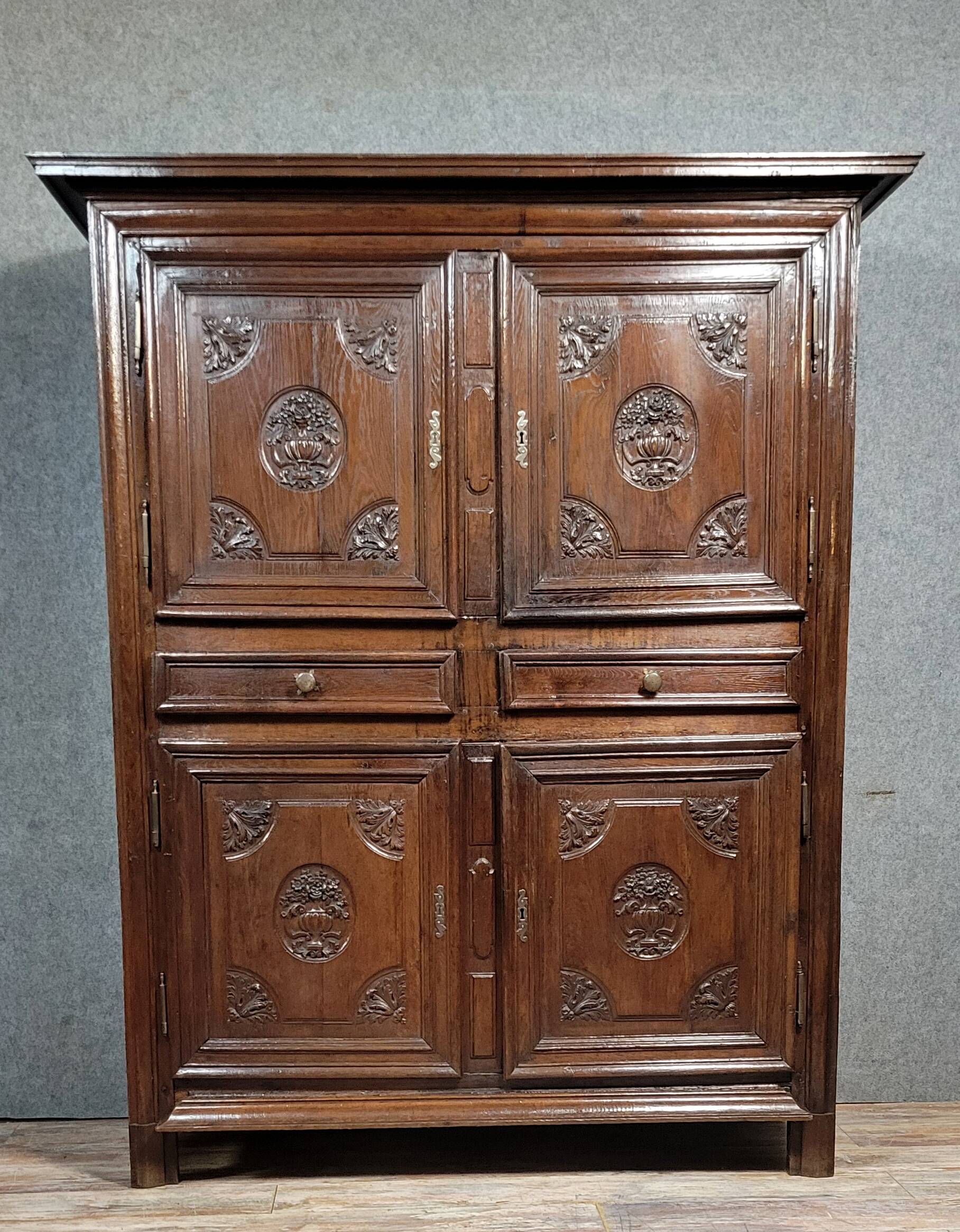 Louis XIII period four-door buffet in solid oak