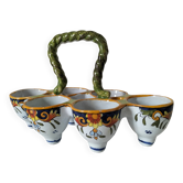 Antique egg holder by Jules Verlingue with polychrome floral decoration.