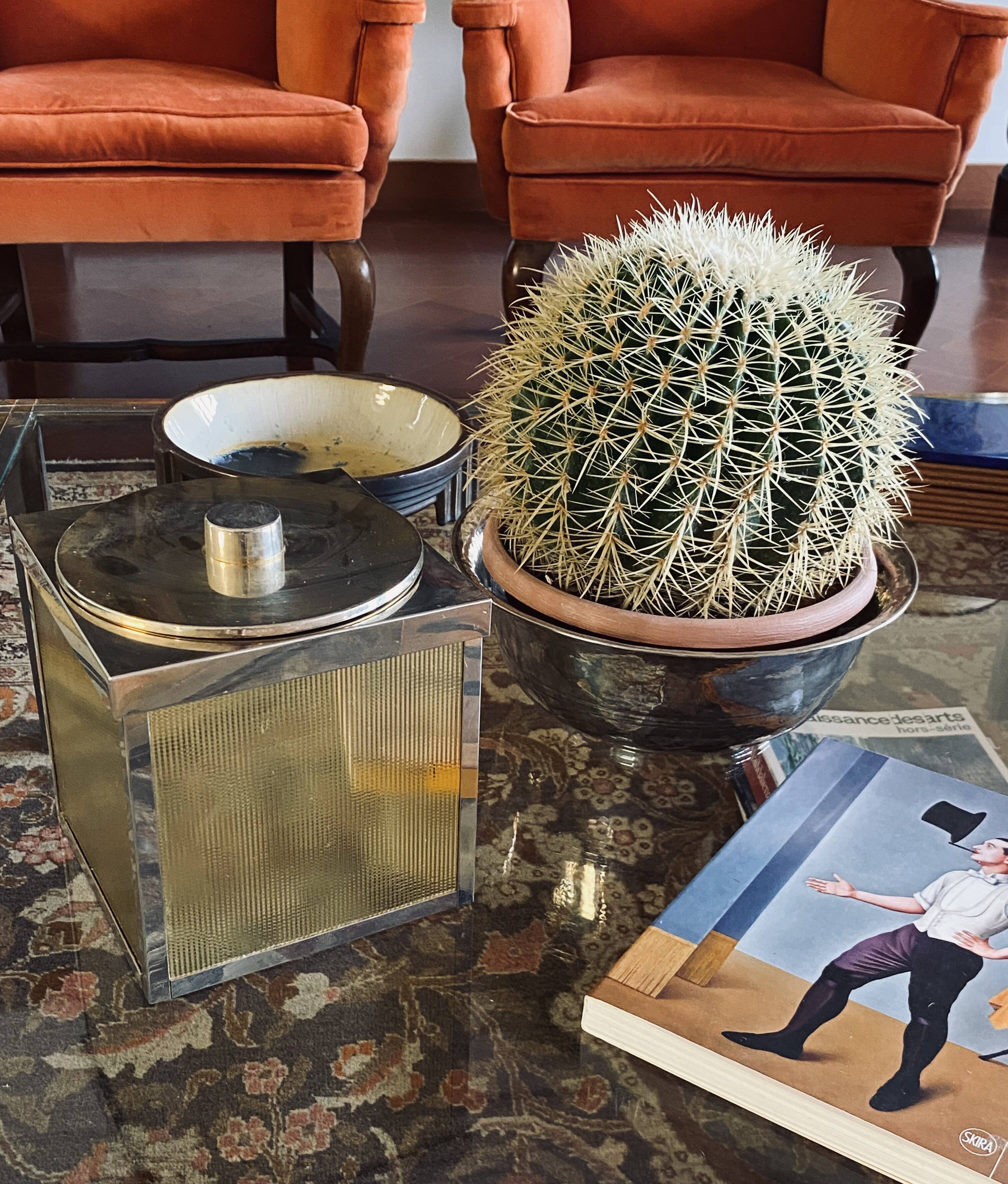 Hollywood regency golden Ice Bucket, Italy, ca. 1970s