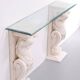 1970s Classic Greek Console Table with Cast Stone and Glass Top