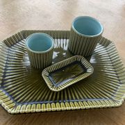 Service slurry art deco composed of a Tray, two pots and a small old and collector's dish