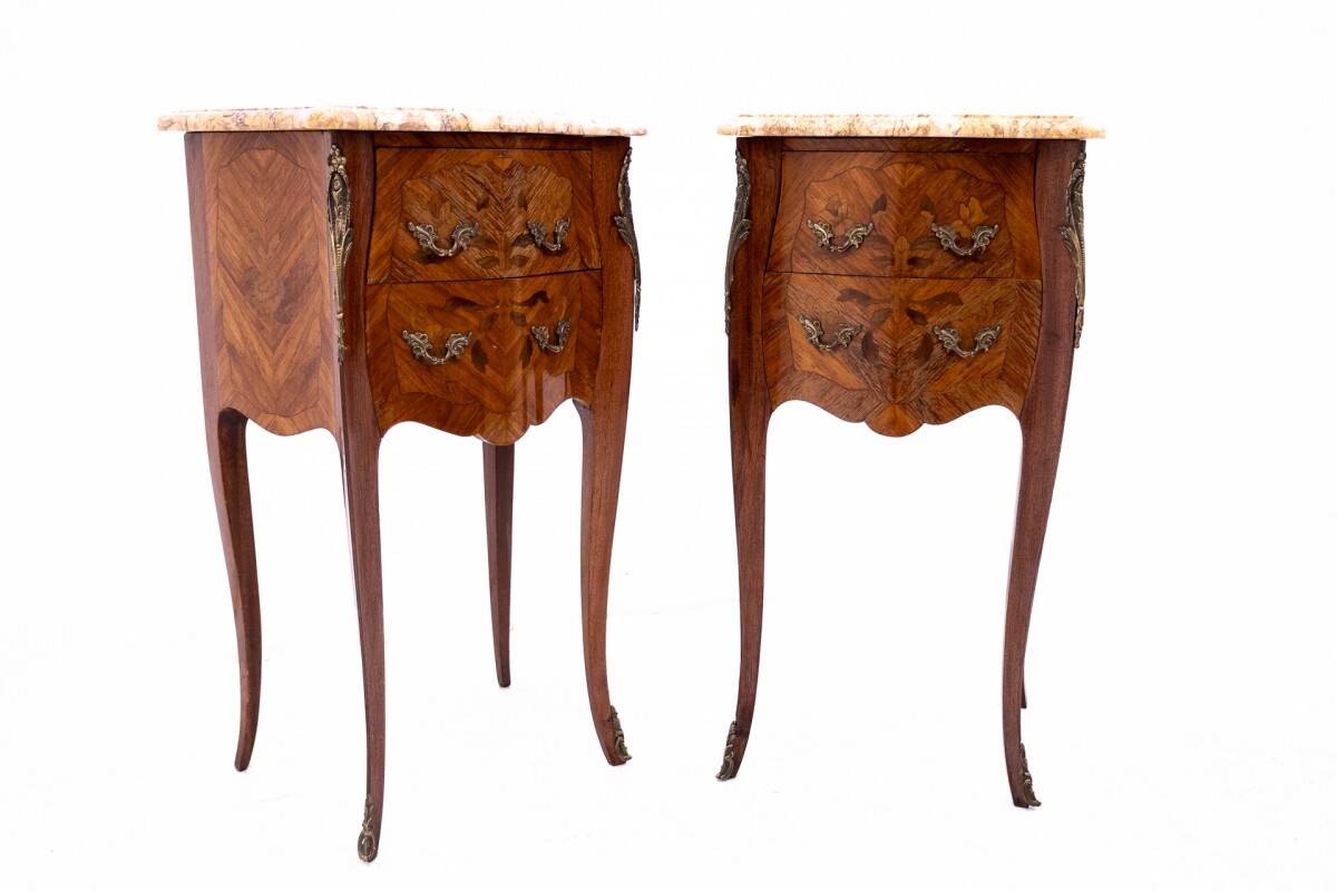 Pair of bedside tables, France, ca. 1920.