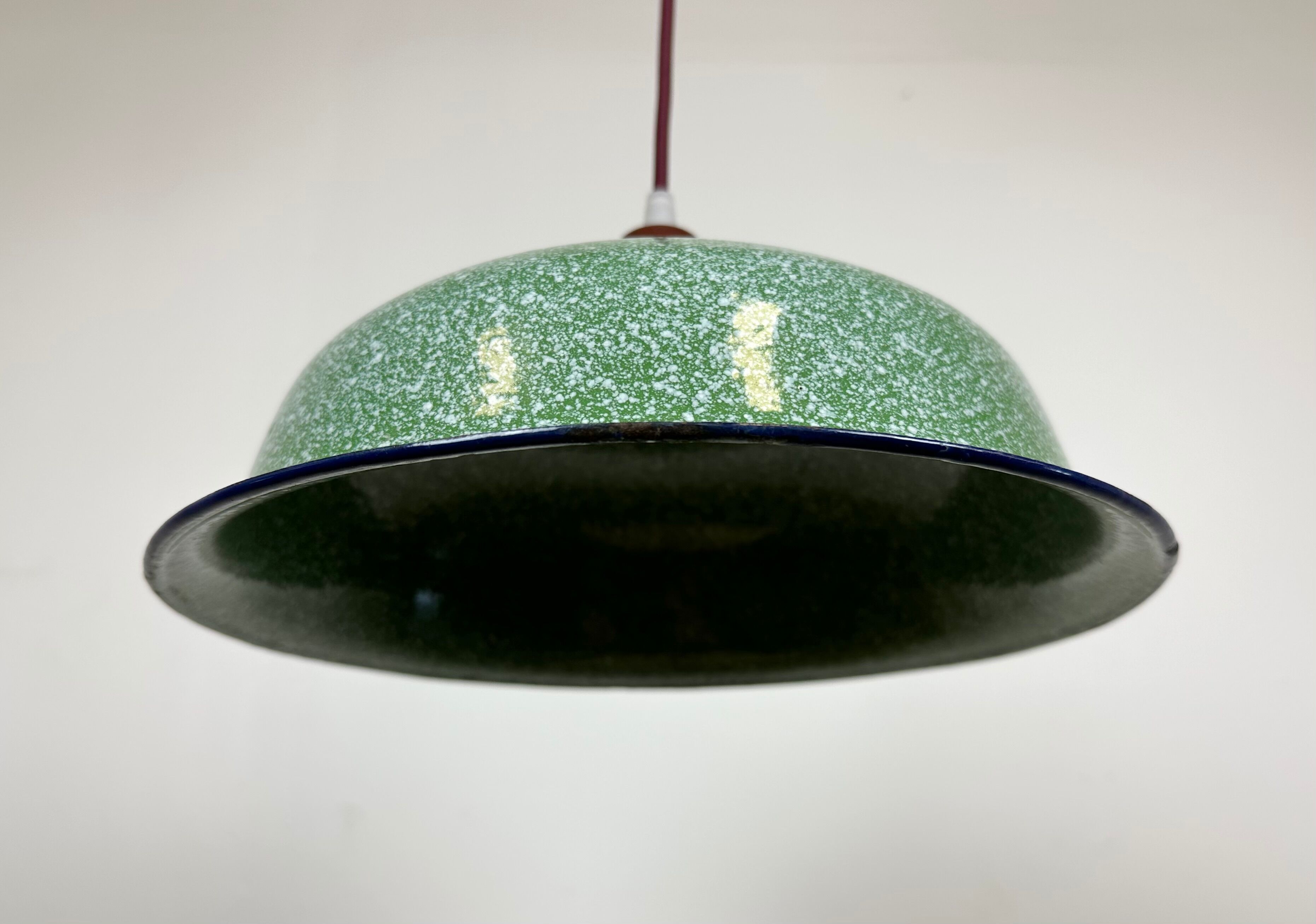 Industrial Factory Green Enamel Ceiling Lamp , 1960s