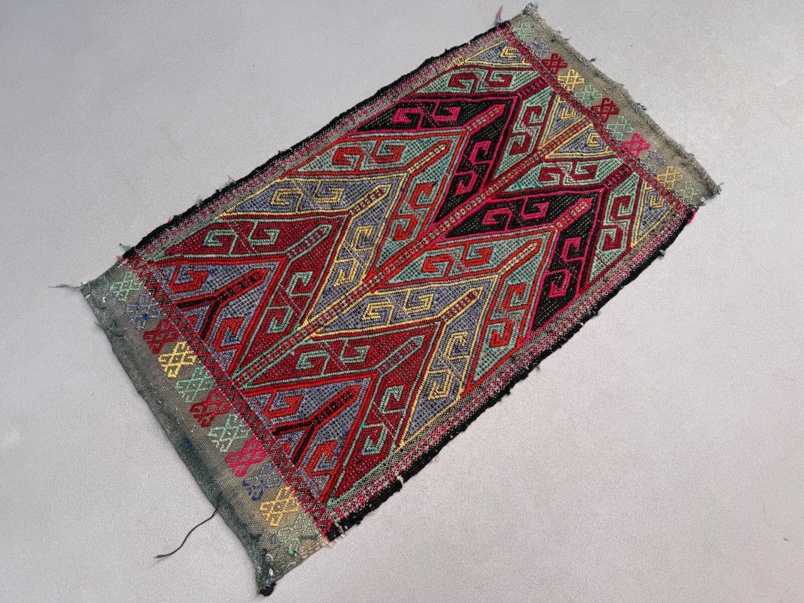 Vintage Turkish mini kilim 45x80 cm wool small kelim runner, shabby chic 2576