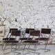 5 tubular chairs in suede and chrome by Roche Bobois, 1970.