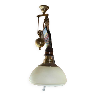 Pulley brass chandelier