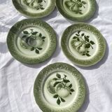 5 dessert plates apples earthenware lunéville