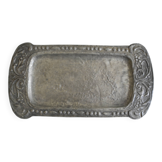 ancien plateau plat étain zinc déco table french tin zinc tray art nouveau