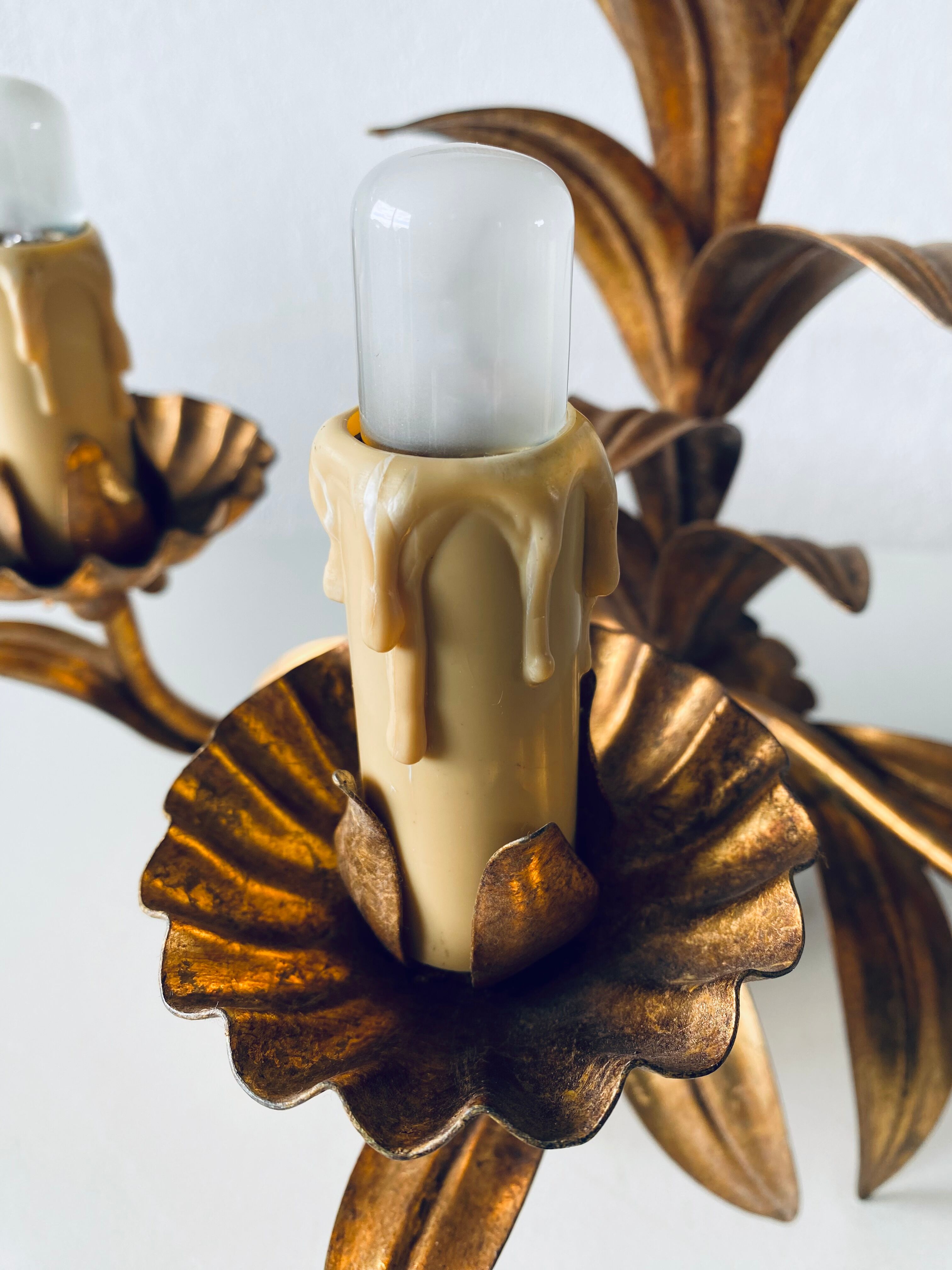 Golden leaf wall light