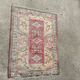 Turkish carpet handmade yellow background pink decoration, 127x91 cm
