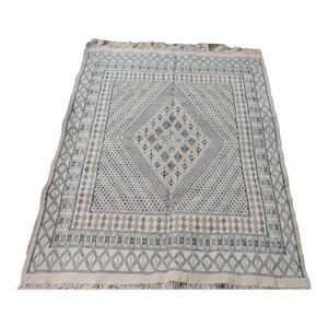 tapis margoum blanc bleu