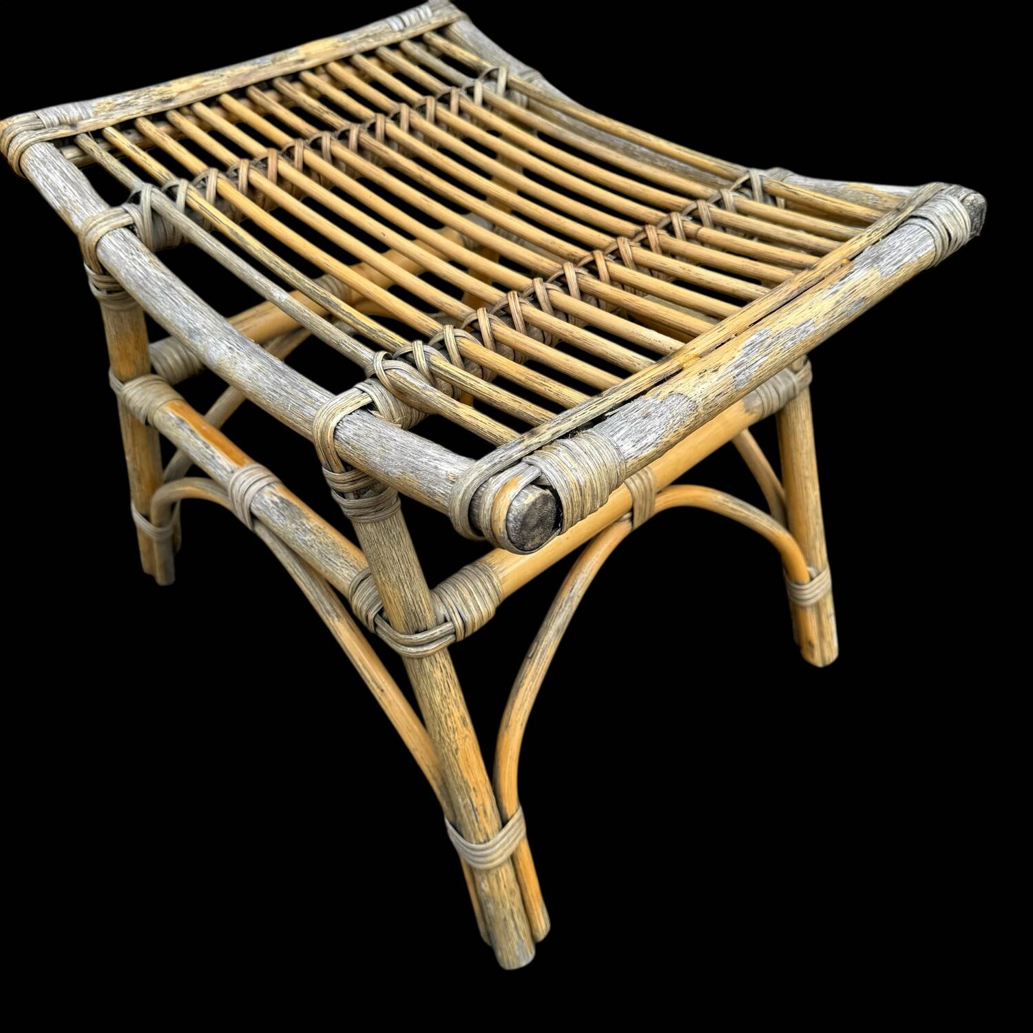 Rattan stool from the 70s France