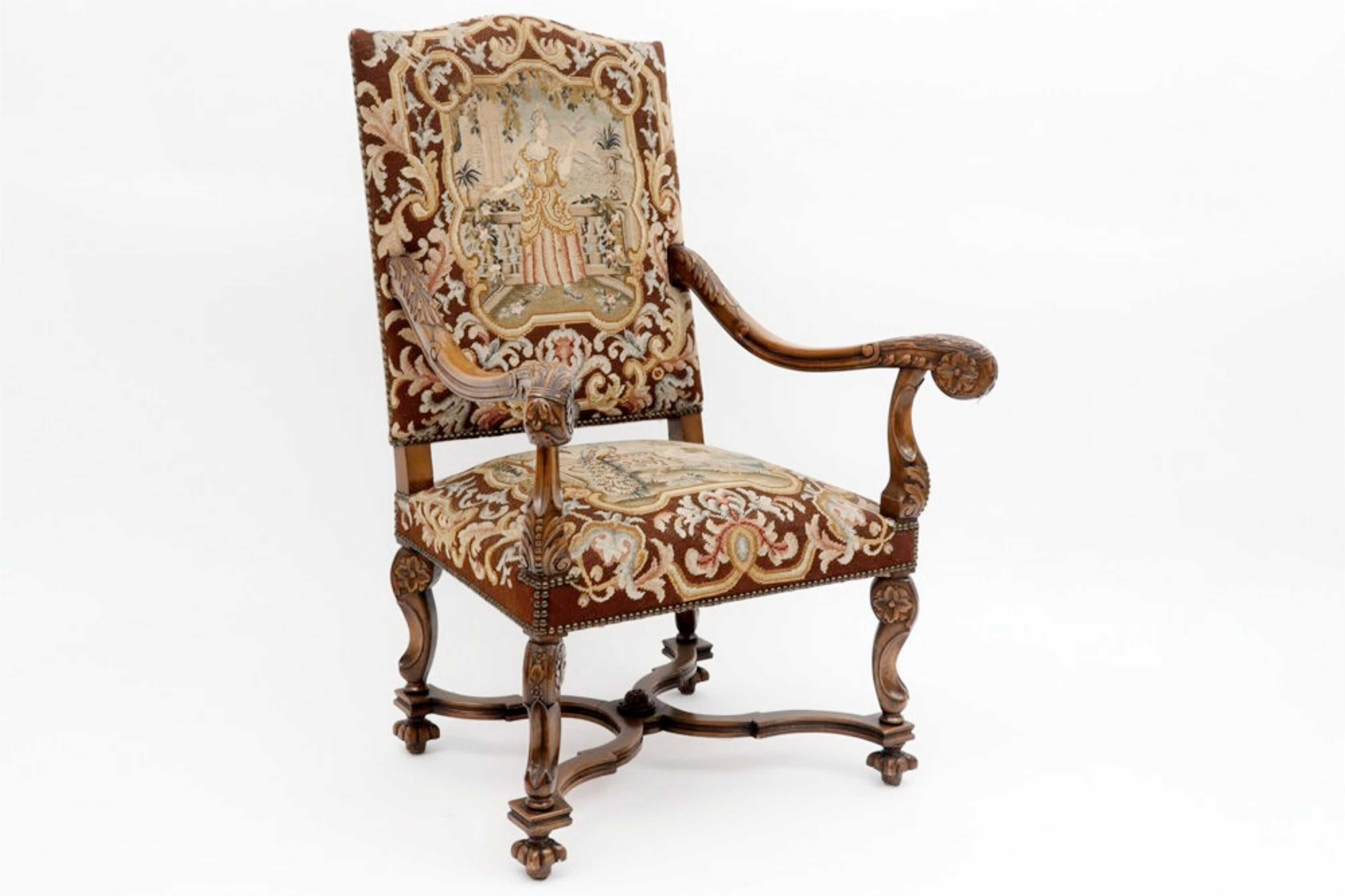 Armchair with high back called Dutch style neo-Louis XIII