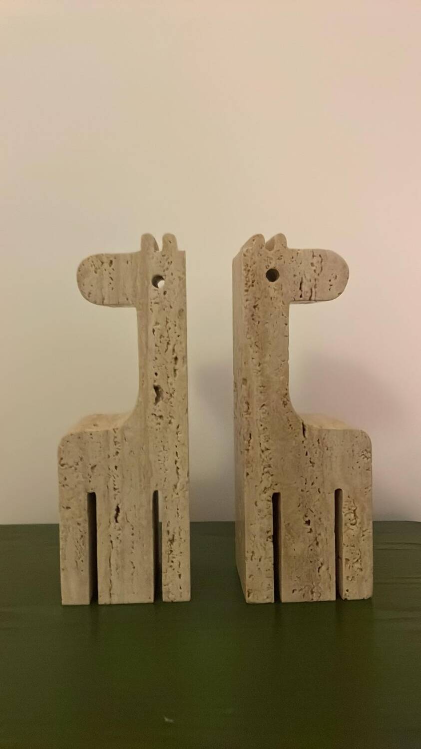 Travertine giraffe bookends, Fratelli Mannelli, Italy, 1970s