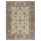 Authentic Vintage Turkish Beige Wool Area Rug with Floral Design. Hand-knotted in Turkey