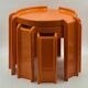 3 tables orange Giotto Stoppino pour Kartell, années 1960