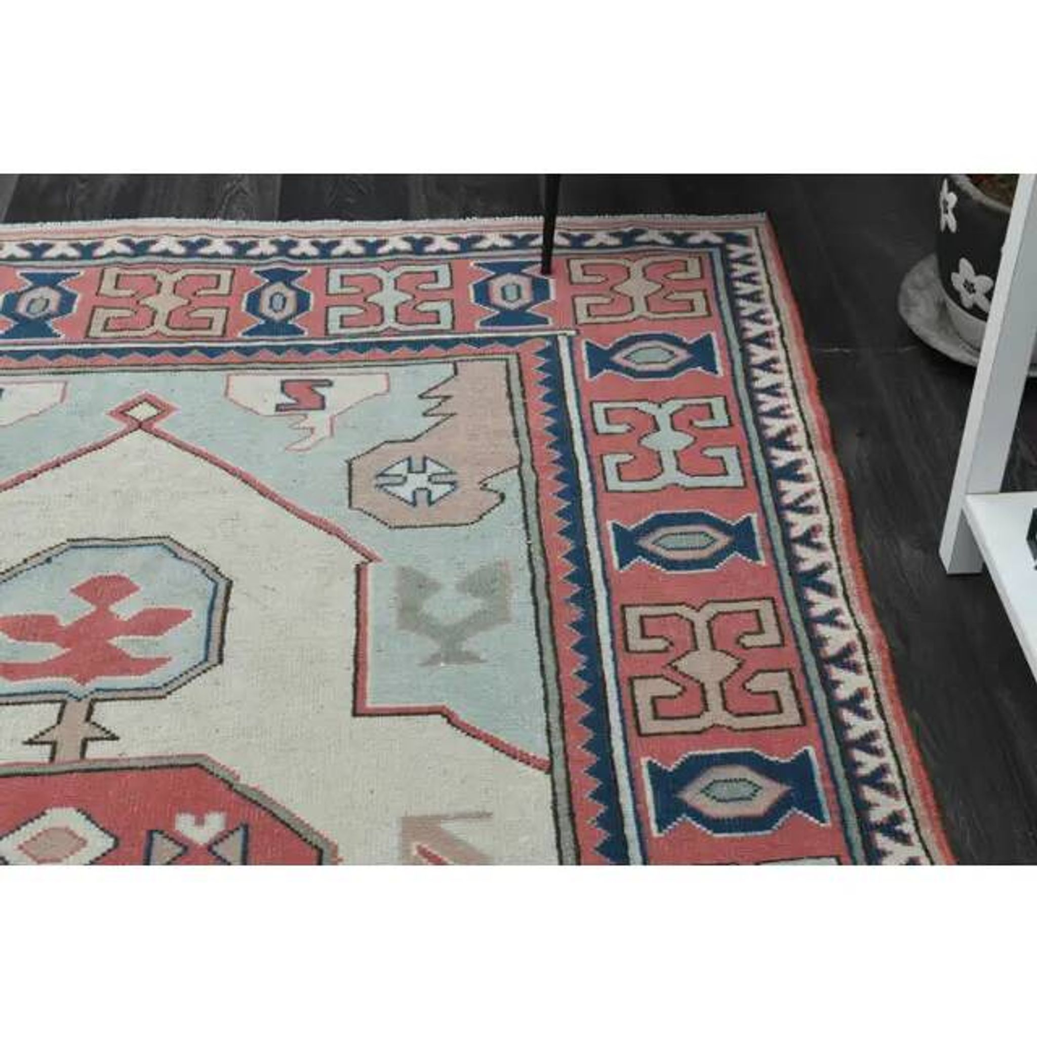 1970s Vintage Turkish Handmade Wool & Cotton Pink Area Rug 175x265
