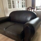 Brown leather club sofa