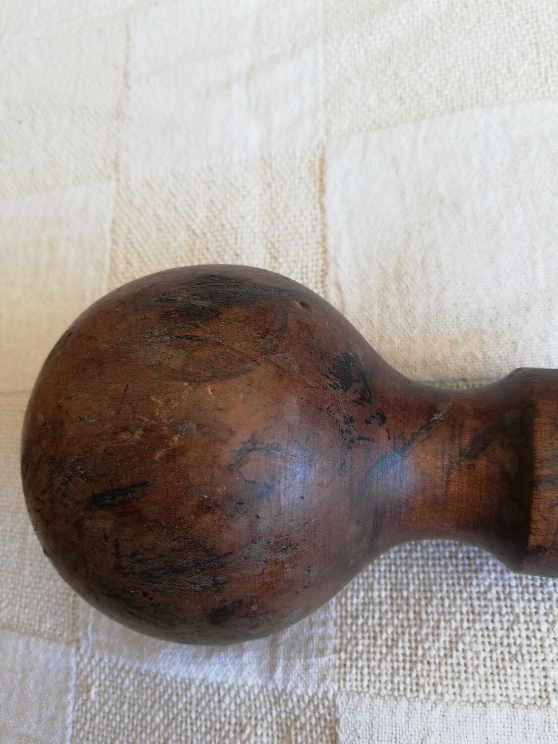 Antique wooden stair railing ball turned