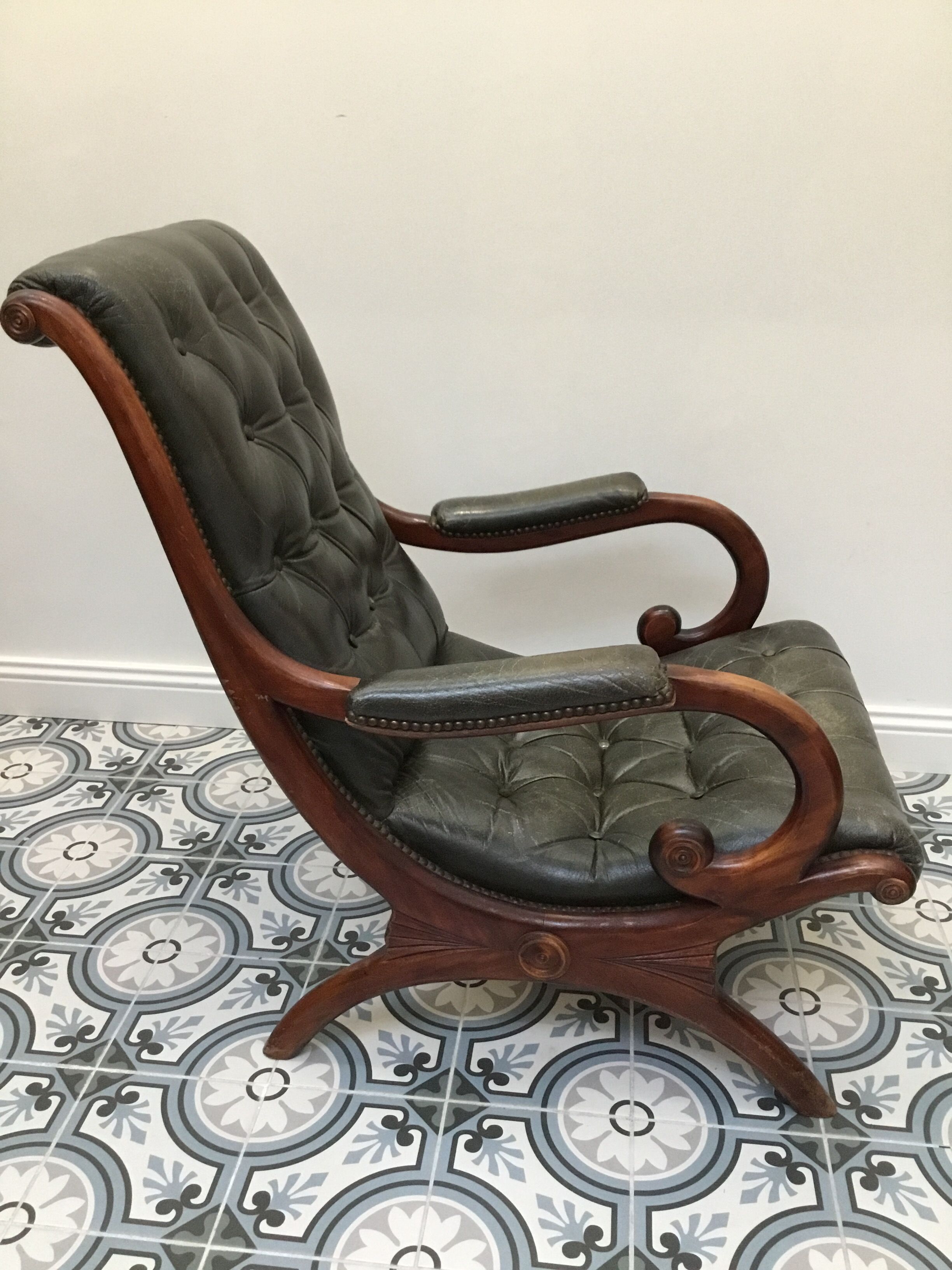 Pair of chesterfield style armchairs