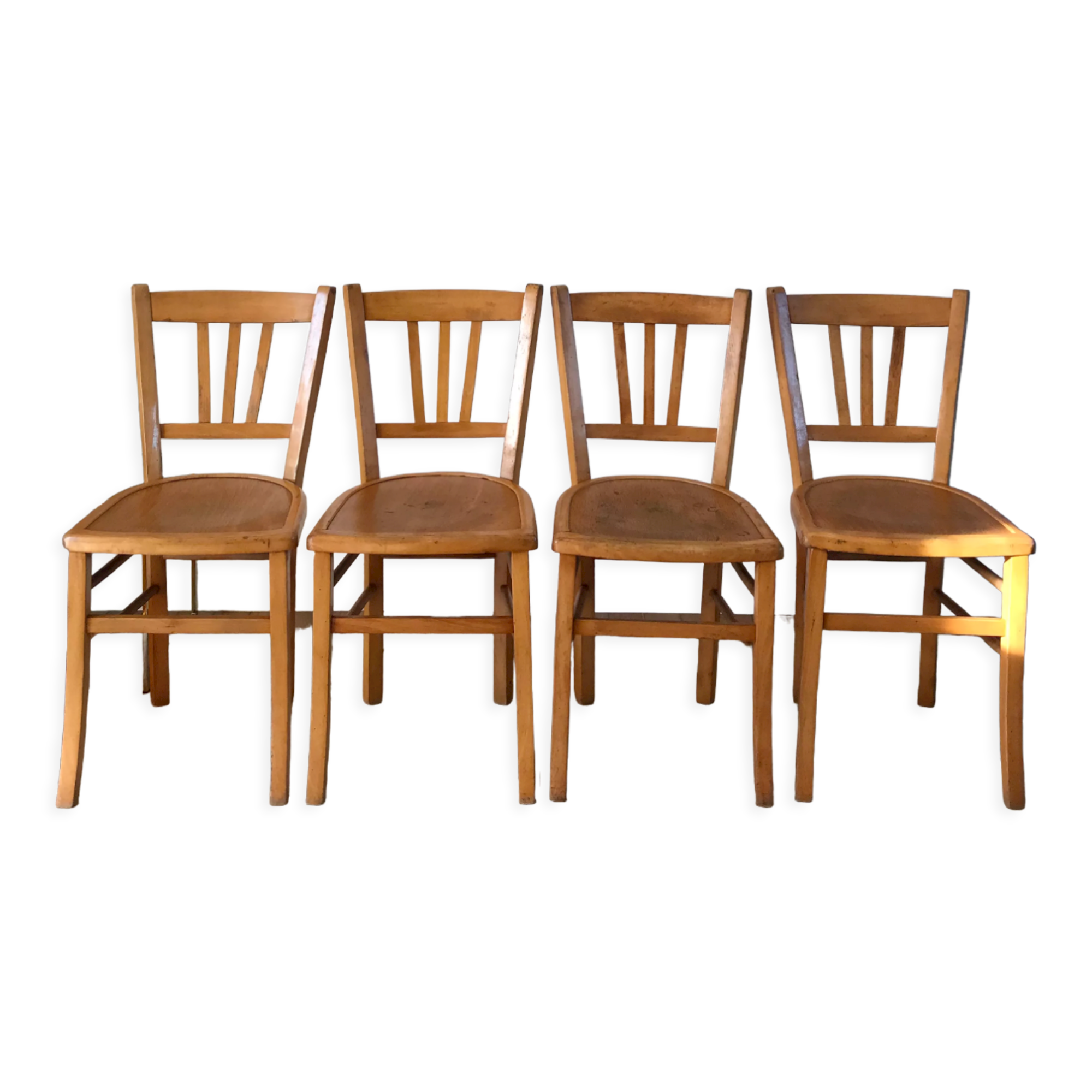 Set of 4 bistro chairs in beech wood 50s