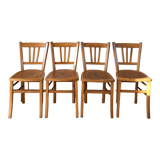 Set of 4 bistro chairs in beech wood 50s