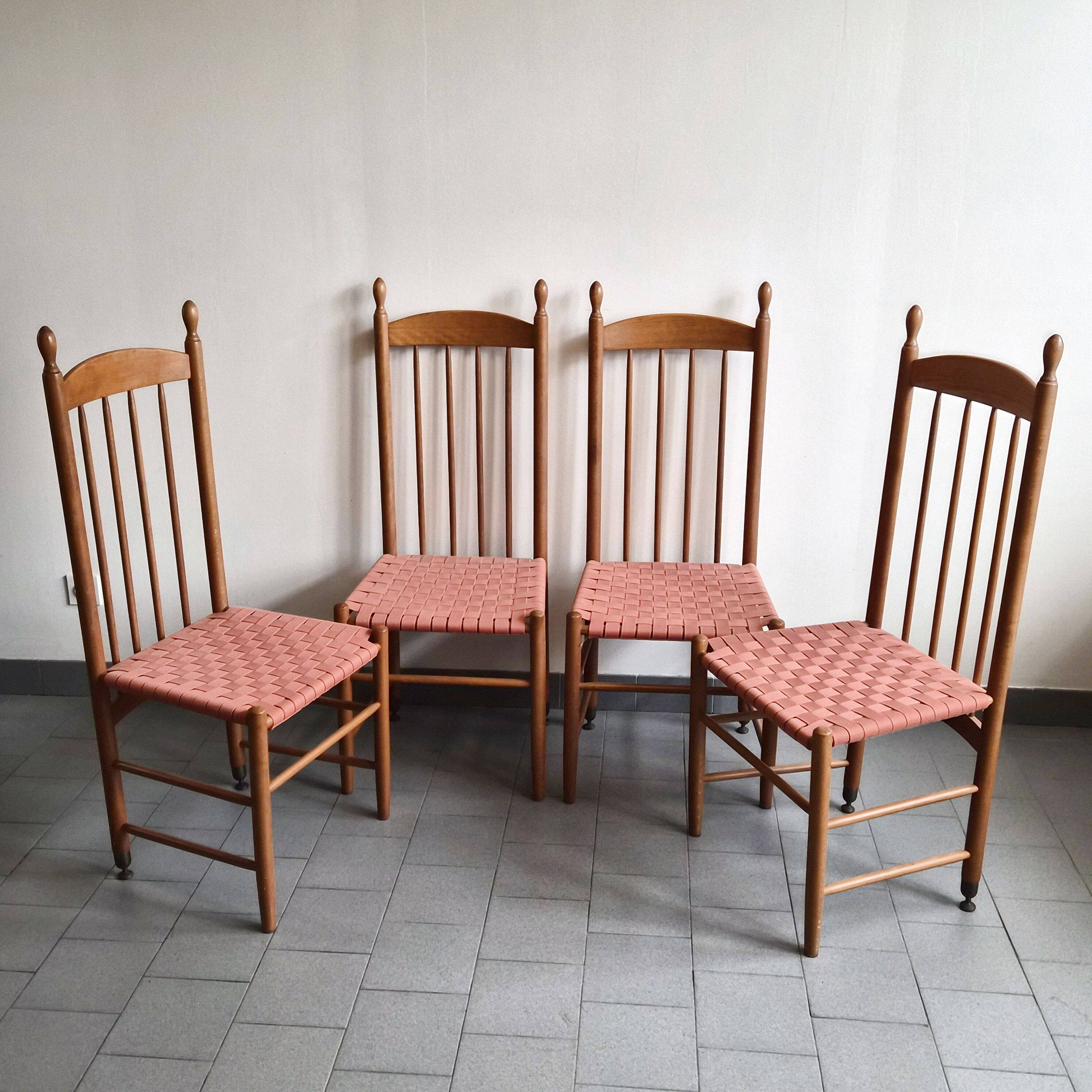Set of 4 vintage 1980s "Racine" chairs for Roche-Bobois