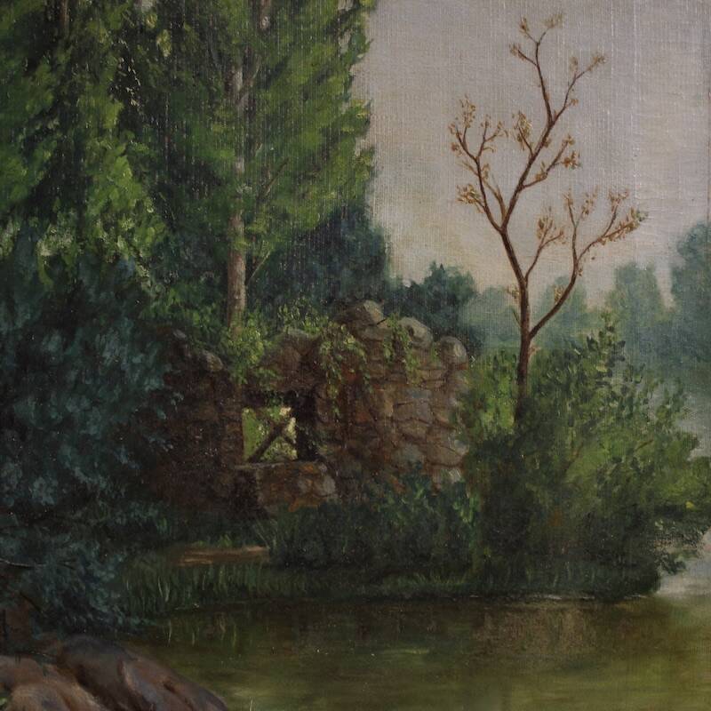 Spanish landscape painting signed C. Coll 1883