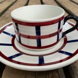 Pair of porcelain cups and cups Béarn HBCM Montereau