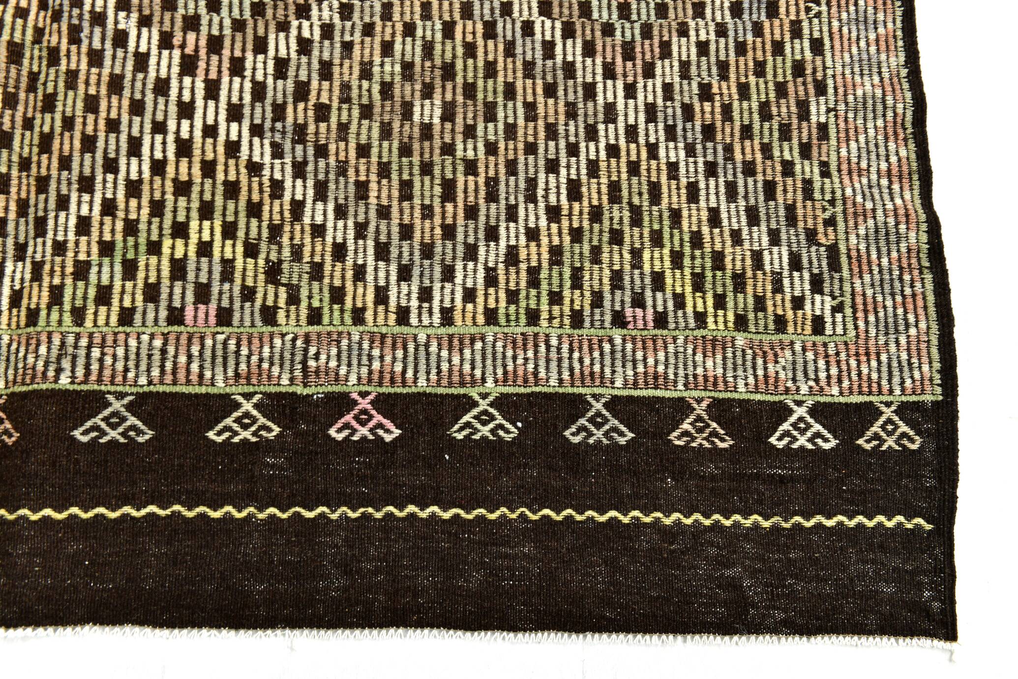 6x9 Yellow Brown Vintage Kilim Rug 199x264Cm