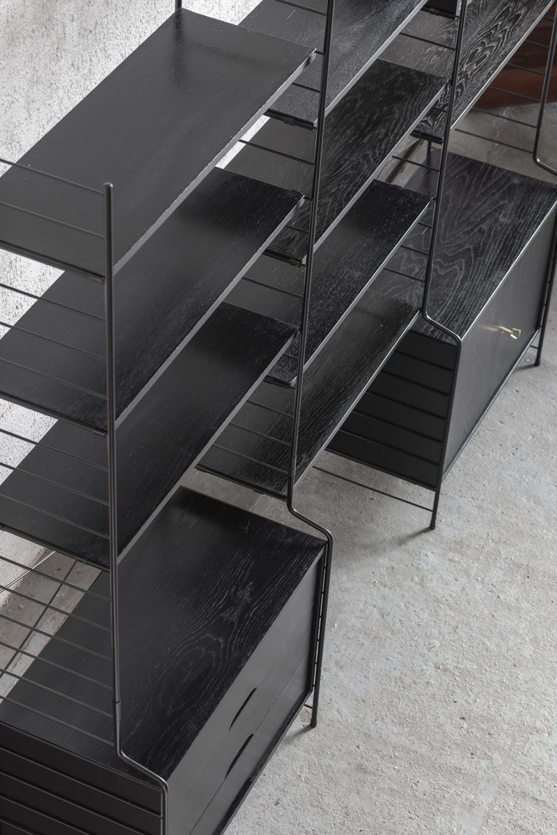 3-Bay shelving system in black by WHB, Germany, 1960’s