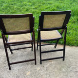 Paire de chaises pliantes , cannage , 70’